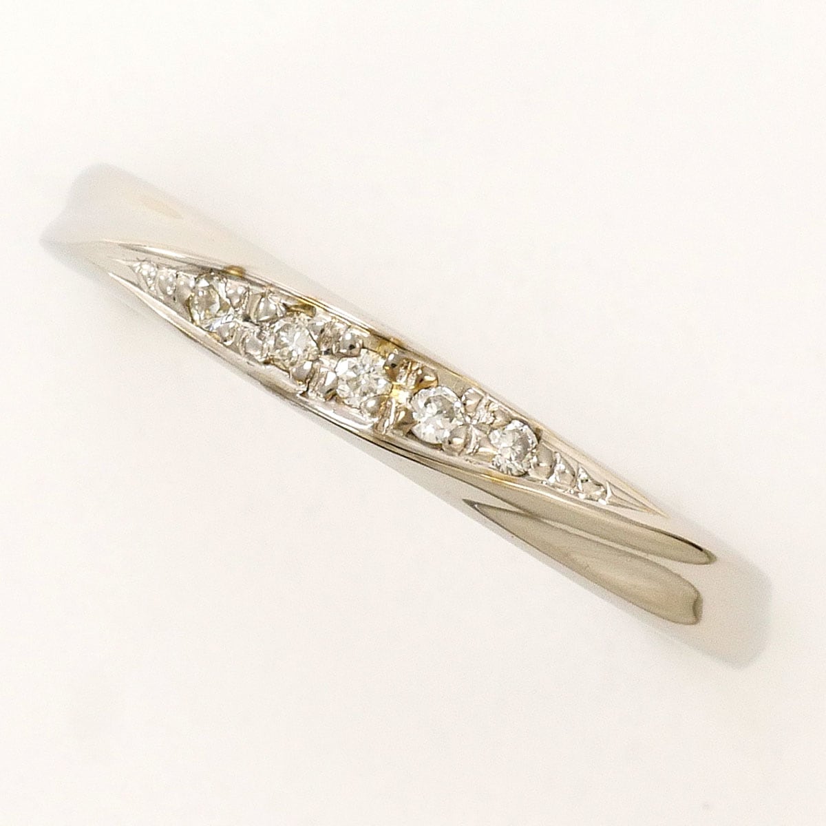 K10 10金 WG ホワイトゴールド リング・指輪 6号 ダイヤモンド 0.03ct 総重量約1.5g 中古