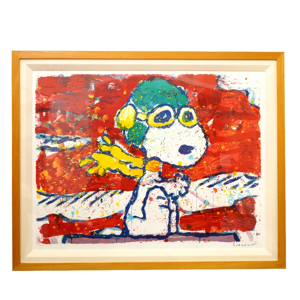 美品 トムエバーハート LOW FAT MEAL OVER SANTA MONICA リトグラフ オブジェ 紙 マルチカラー 0074【中古】Tom Everhart ユニセックス