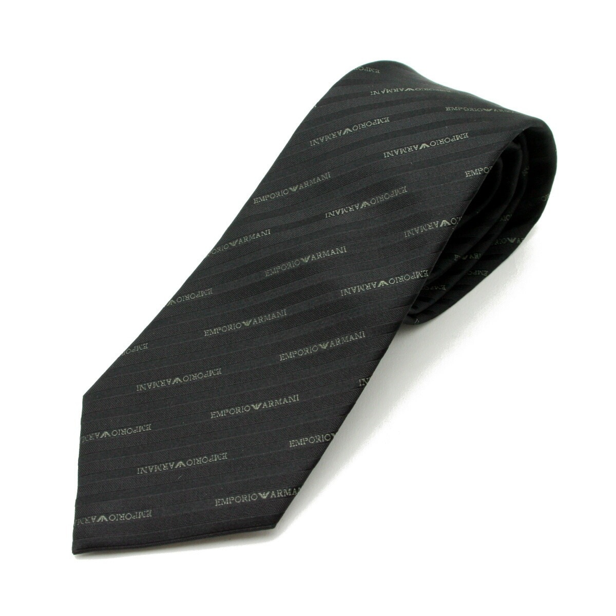 EA エンポリオ アルマーニ メンズ ストライプ ロゴ柄 ネクタイ ブラック 340182 2R605 00220