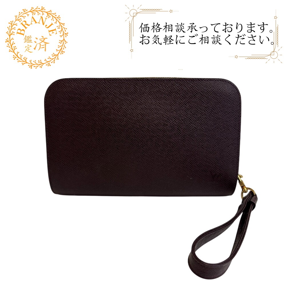 M30188 バイカル タイガ レザー セカンドバッグ ワインレッド メンズ