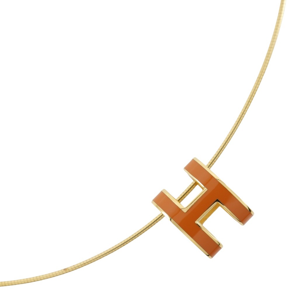 ポップH ワイヤー ネックレス シルバー925 ゴールド オレンジ 約6.4g レディース 中古品