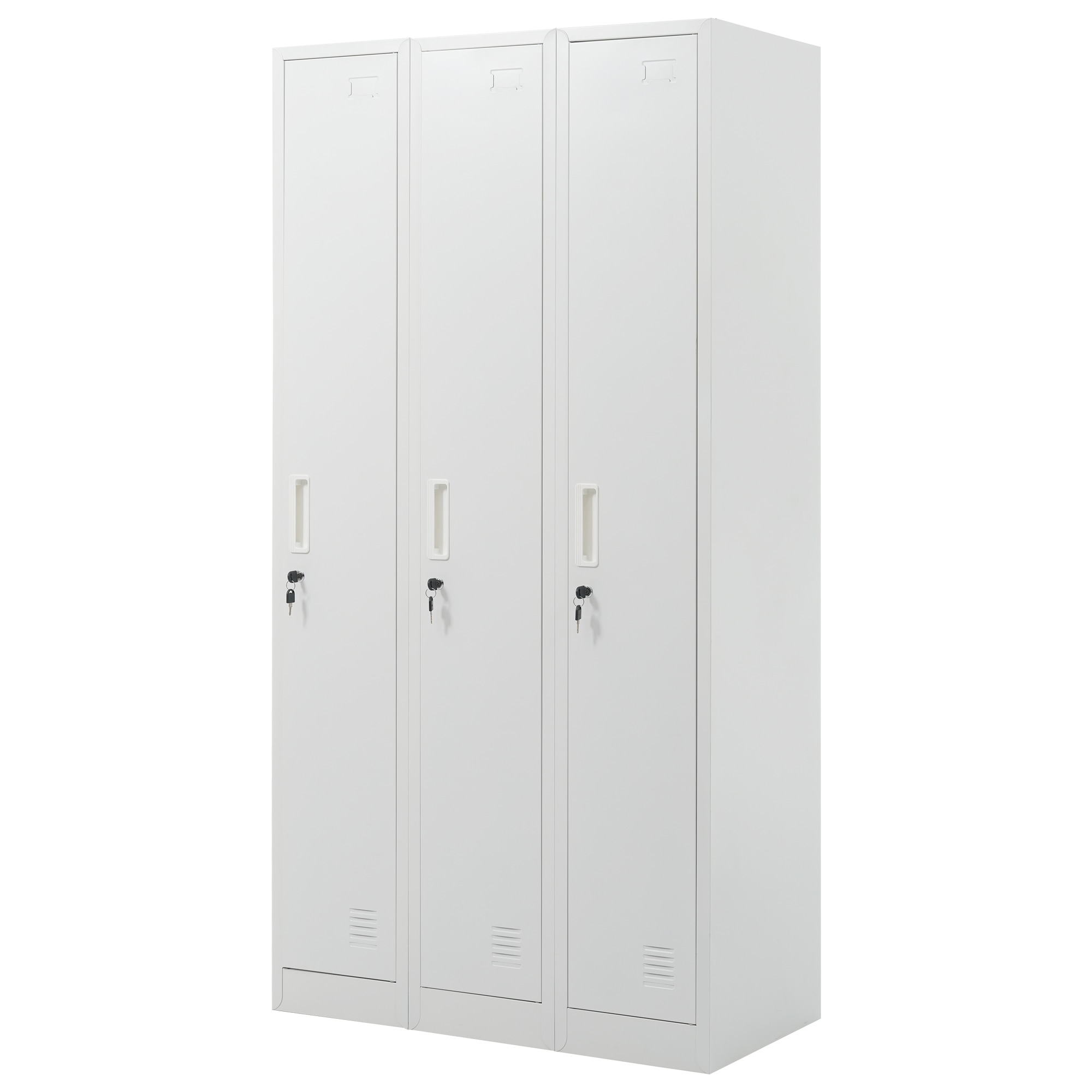 ロッカー スチール製 鍵付き 3人用 収納 オフィス 事務所 会社 店舗 病院 学校 更衣室 業務用 3列 ホワイトGG3556 White SteelG348