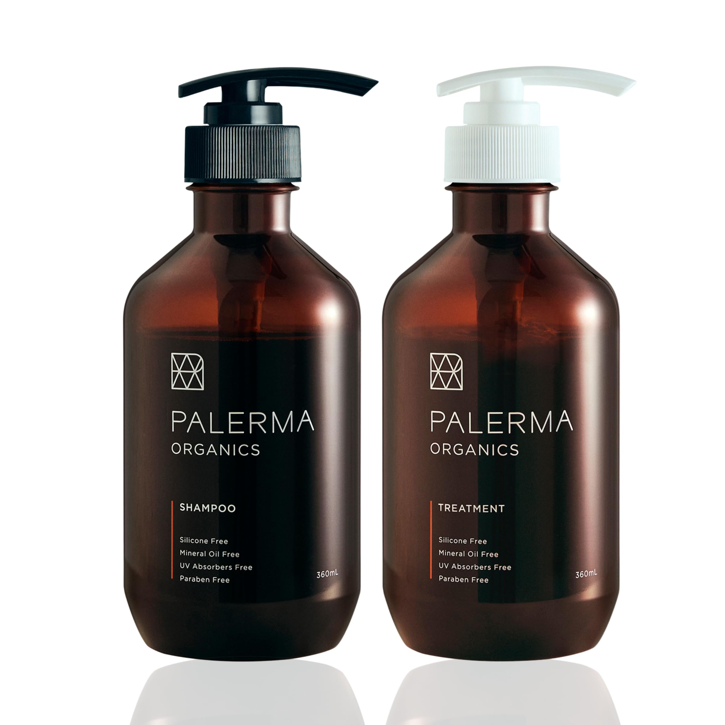 PALERMA（パレルマ）シャンプートリートメント ボトル ノンシリコン 無添加 オーガニック成分配合 髪質改善 白髪 詰め替え 金木犀（キンモクセイ）の香り (シャンプー＆トリートメント)