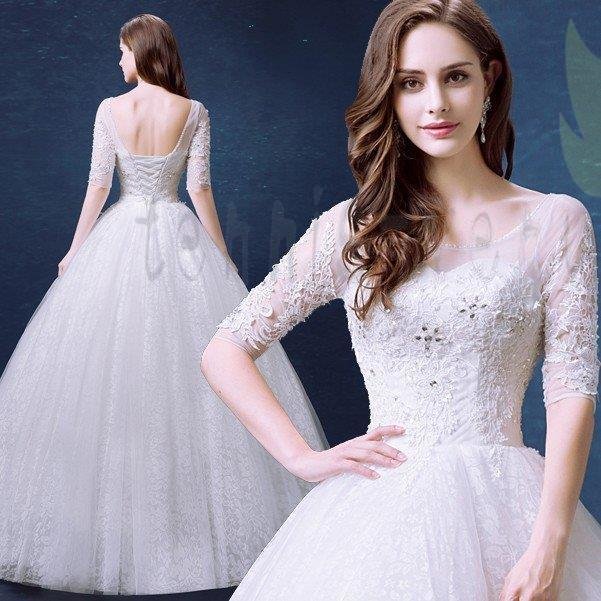 ウエディングドレス 袖付き 二次会 ウェディングドレス 安い 結婚式 プリンセス エンパイア 花嫁
