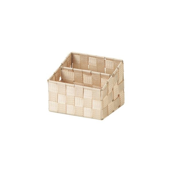 (まとめ) PP編み リモコンラック/収納ケース (ベージュ) 16×14×高さ12.5cm(背面の高さ15cm) (×60個セット)