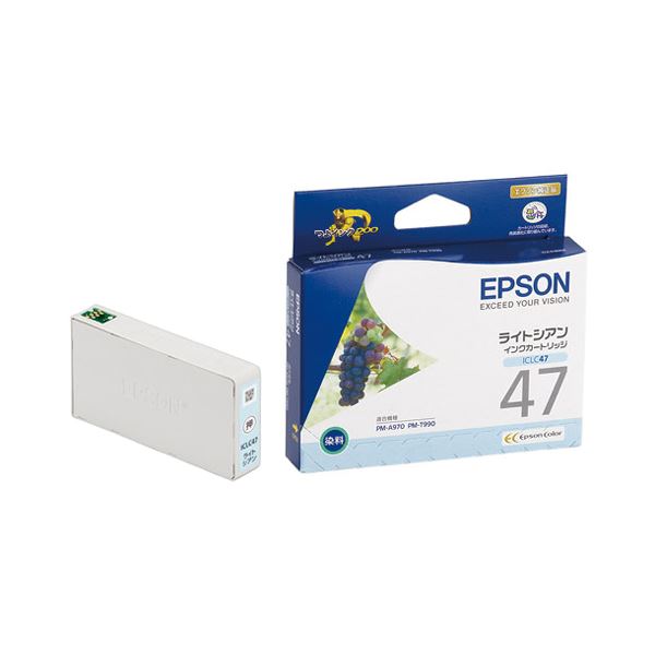 (まとめ) エプソン EPSON インクカートリッジ ライトシアン ICLC47 1個 (×10セット)