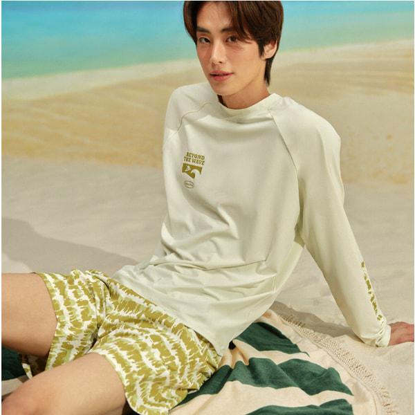 *巾着袋贈呈*男性タイダイラッシュガード+ショートパンツ(パンツ内蔵型)セット/MS2E922-GN