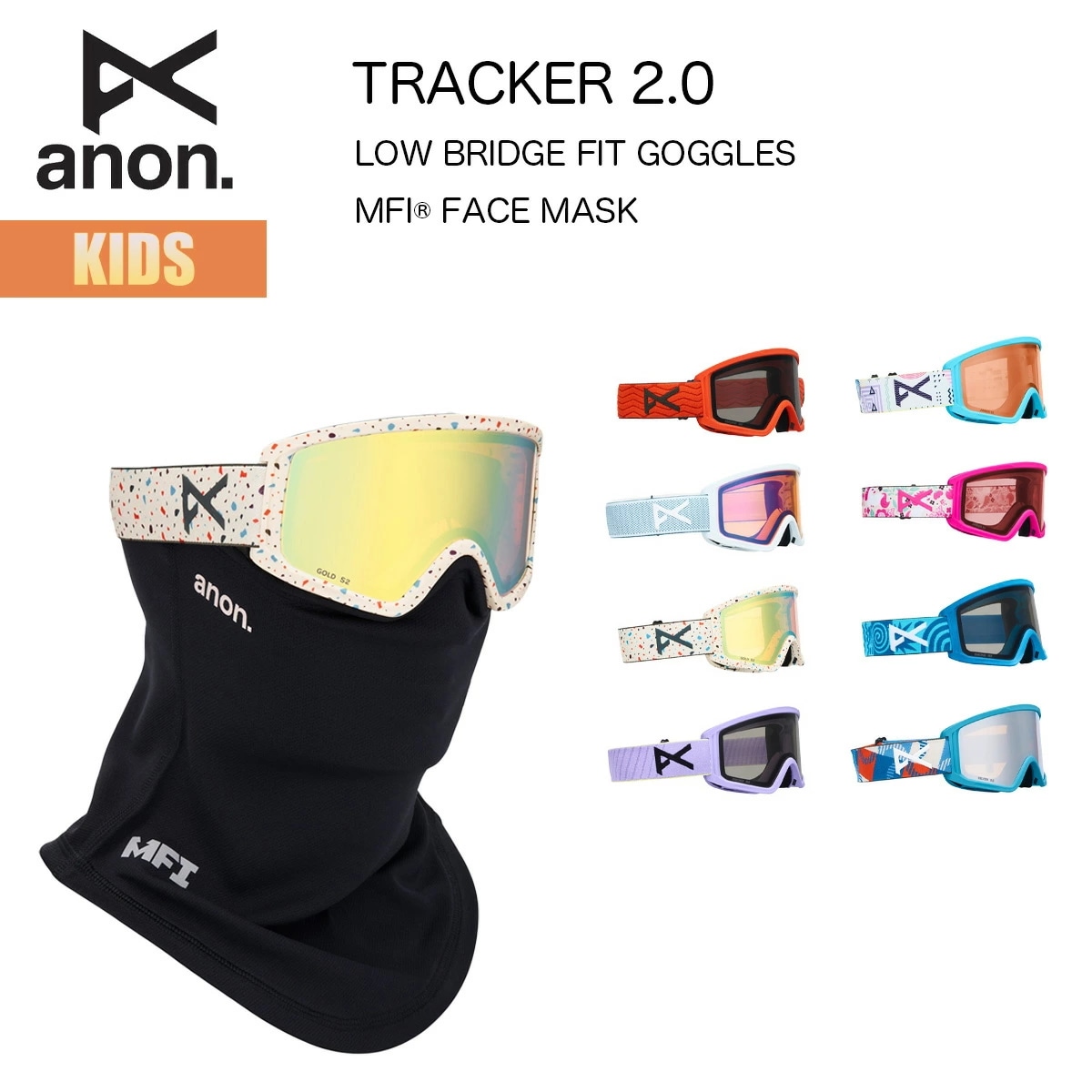 アノン スノーゴーグル キッズ 25-26 Anon トラッカー 2.0 ローブリッジフィット W26JP-222551 Kids Tracker 2.0 LOW BRIDGE FIT GOGGLES
