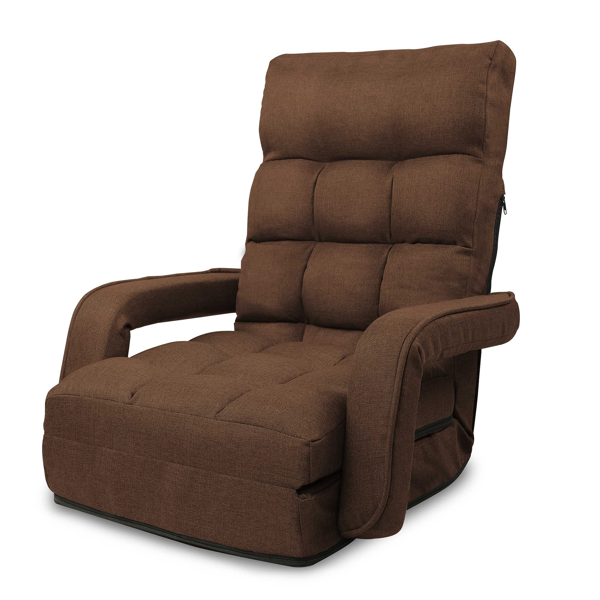 座椅子 肘掛け ひじ掛け付き ハイバック 肘置き 42段階リクライニング ふあふあ 肘掛け連動 フロアチェア 静電気防止 幅47cm 【3色選択可能】