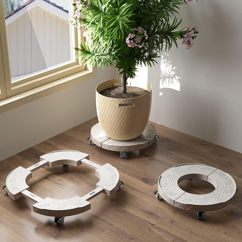 花台 鉢受プレート移動できる植木鉢台 キャスター付き 伸縮タイプ サイズ調節可 植木鉢台 ブレーキ付き 洗濯機 台 360移動便利 調節可能 振動吸収 滑り止め 38.5-52.5cm伸縮可能 円形
