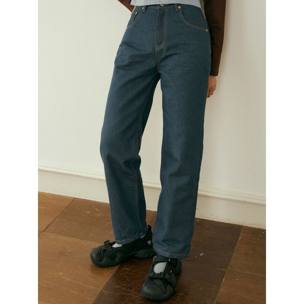 REORG フェルバックポイントストレートデニムパンツ ブルー