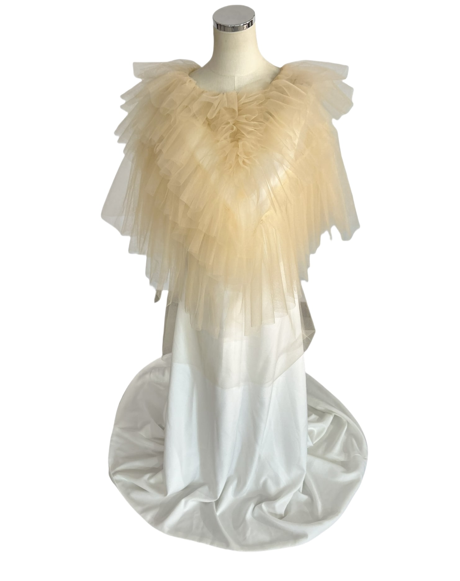 パーティードレス シャンパン色 キャミソール+トップス ラッフルフリル デザイン感 妊婦 前撮り