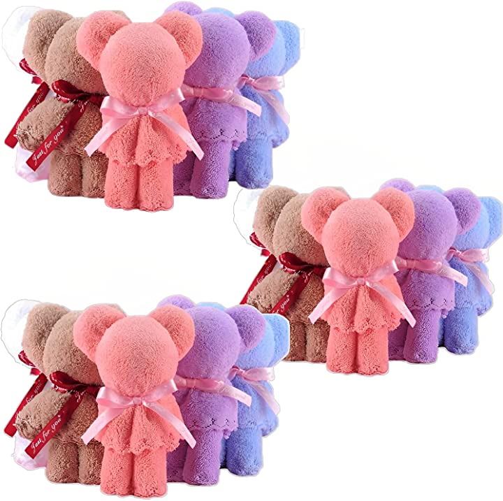 プチギフト かわいい タオル ハンカチ プレゼント景品 結婚式 ホワイトデー お返し タオルギフトくま 個包装 ５色x3セット 計1５個( ５色x3セット　計1５個)