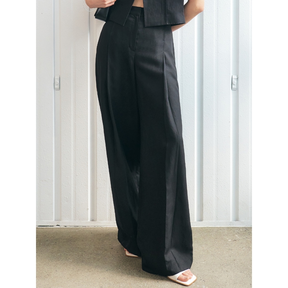 シティブリーズリネンワイドパンツブラック