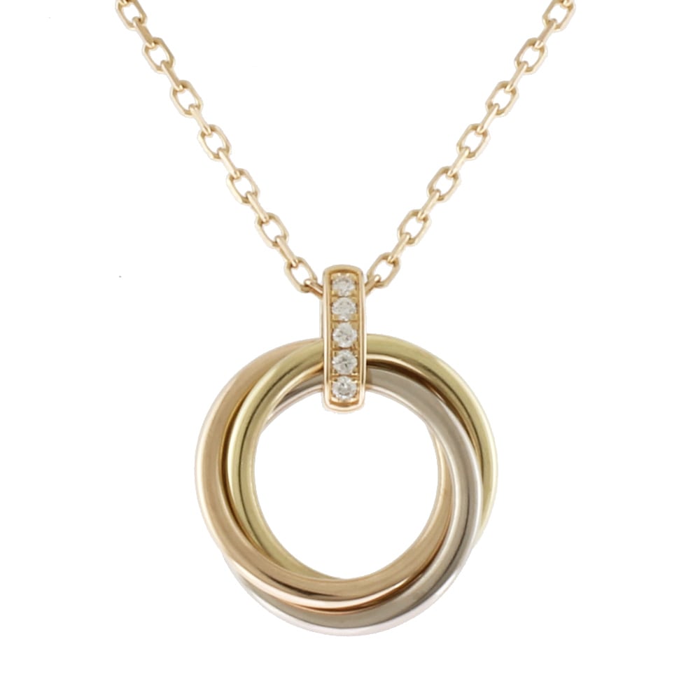 カルティエ トリニティ ダイヤモンド ネックレス 18金 K18ピンクゴールド ダイヤモンド CARTIER 中古 美品