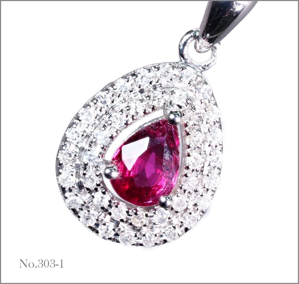 天然 ダイヤモンド ルビー ネックレス 非加熱 0.482ct K18WG 18金製品 74