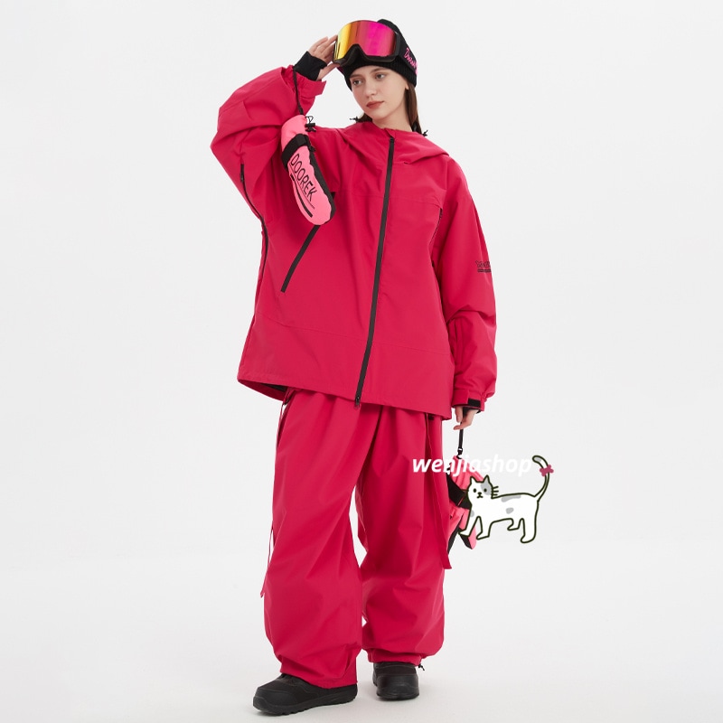 スノーボードウェア 2025 上下セット メンズ レディース アウター ジャケット パンツ ズボン 3L ウサギ耳 無地 ウィンタースポーツ スノーウェア スキーウェア スノボウェア韓国風 防水防寒