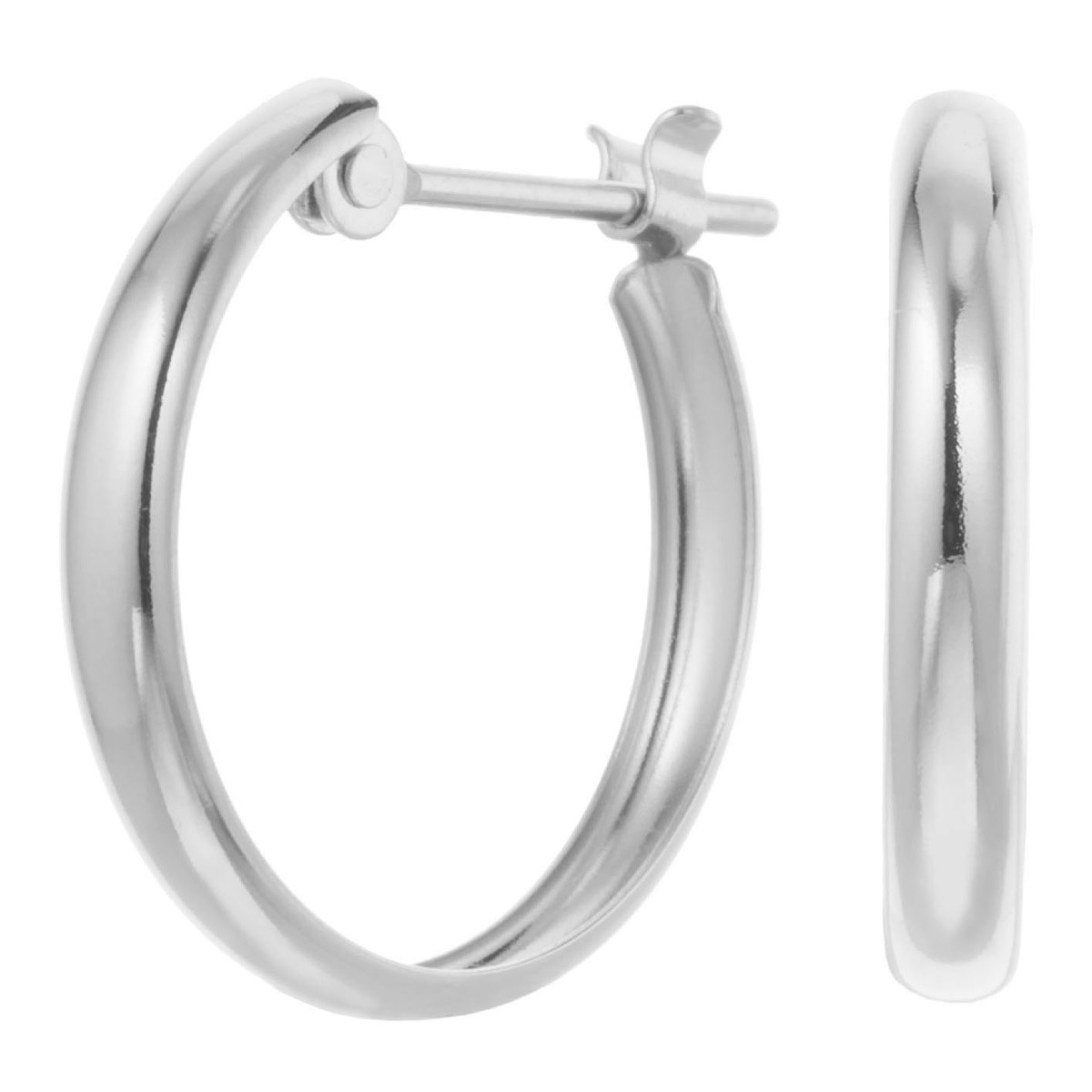 ピアス レディース 日本製 K14WG 14金 ホワイトゴールド 甲丸 丸み フープピアス シンプル