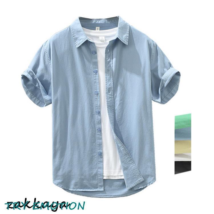 【急速出荷!】カジュアルシャツ メンズ シャツ トップス 半袖シャツ コットン 無地 物 父の日