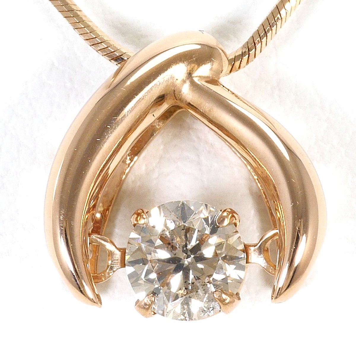 K18 18金 PG ピンクゴールド ネックレス ダイヤモンド 0.30ct 鑑別書 総重量約3.5g 約45cm 中古