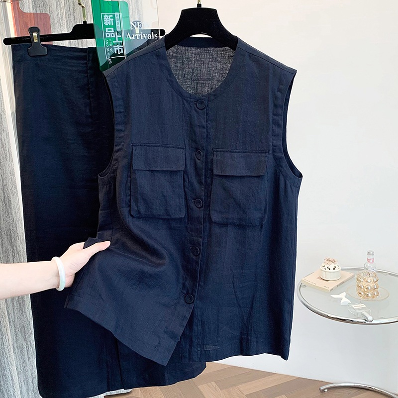 【急速出荷】軽くて熟した純正ノースリーブのベストの上着と半身の長いスカートの2枚のファッションスーツ 5,022円