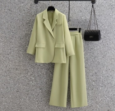 スーツ 大きいサイズ ワイドパンツ ジャケット ウエストゴム ハイウエスト トップス パンツ 長袖 Vネック 襟付き ルーズ スリム 細身 ストレート スマート ポケット 前開き 薄手 かわいい