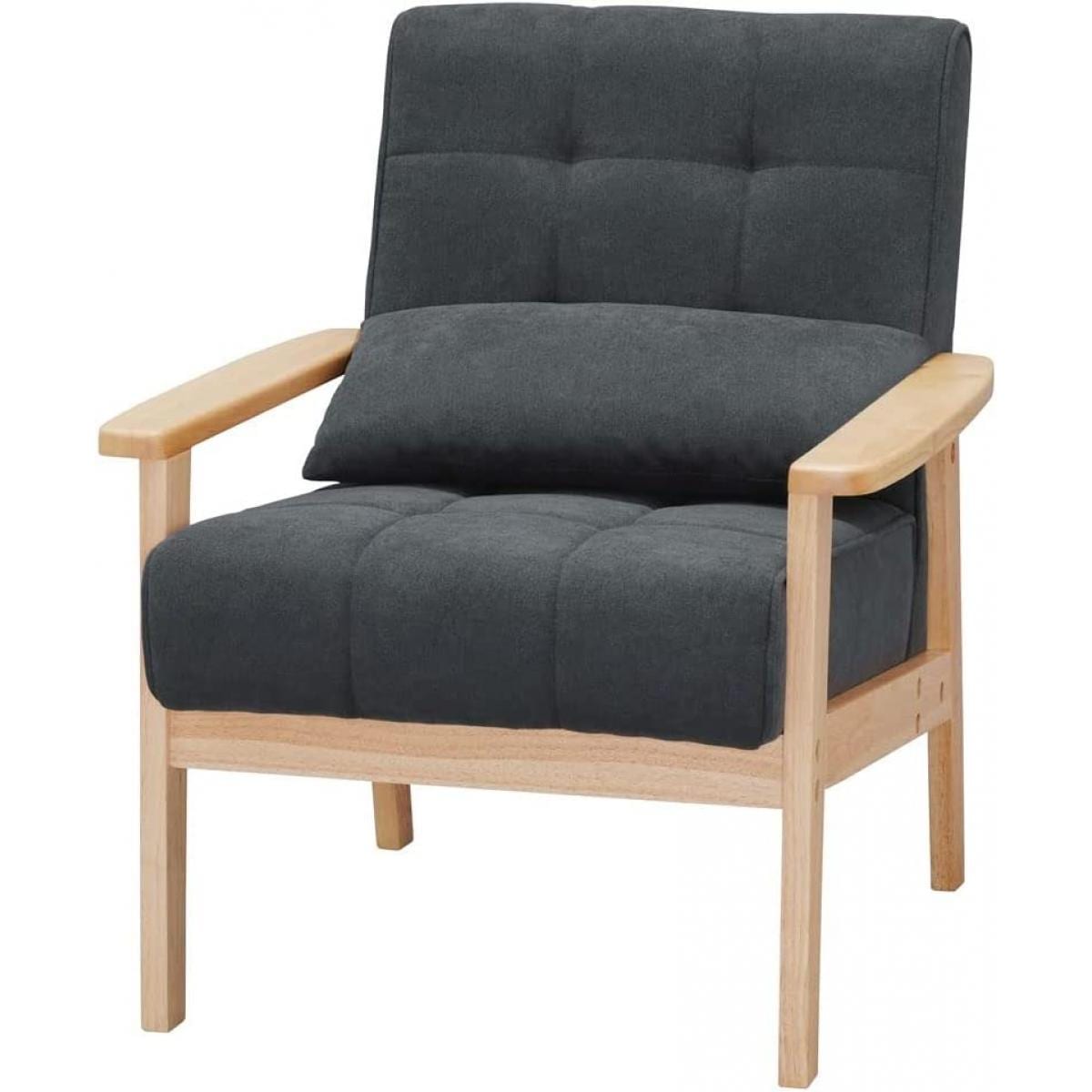 アイリスオーヤマ 1人掛け ウッドフレームソファ WFS-1S ダークグレー 天然木 お客様組立 ソファ クッション付