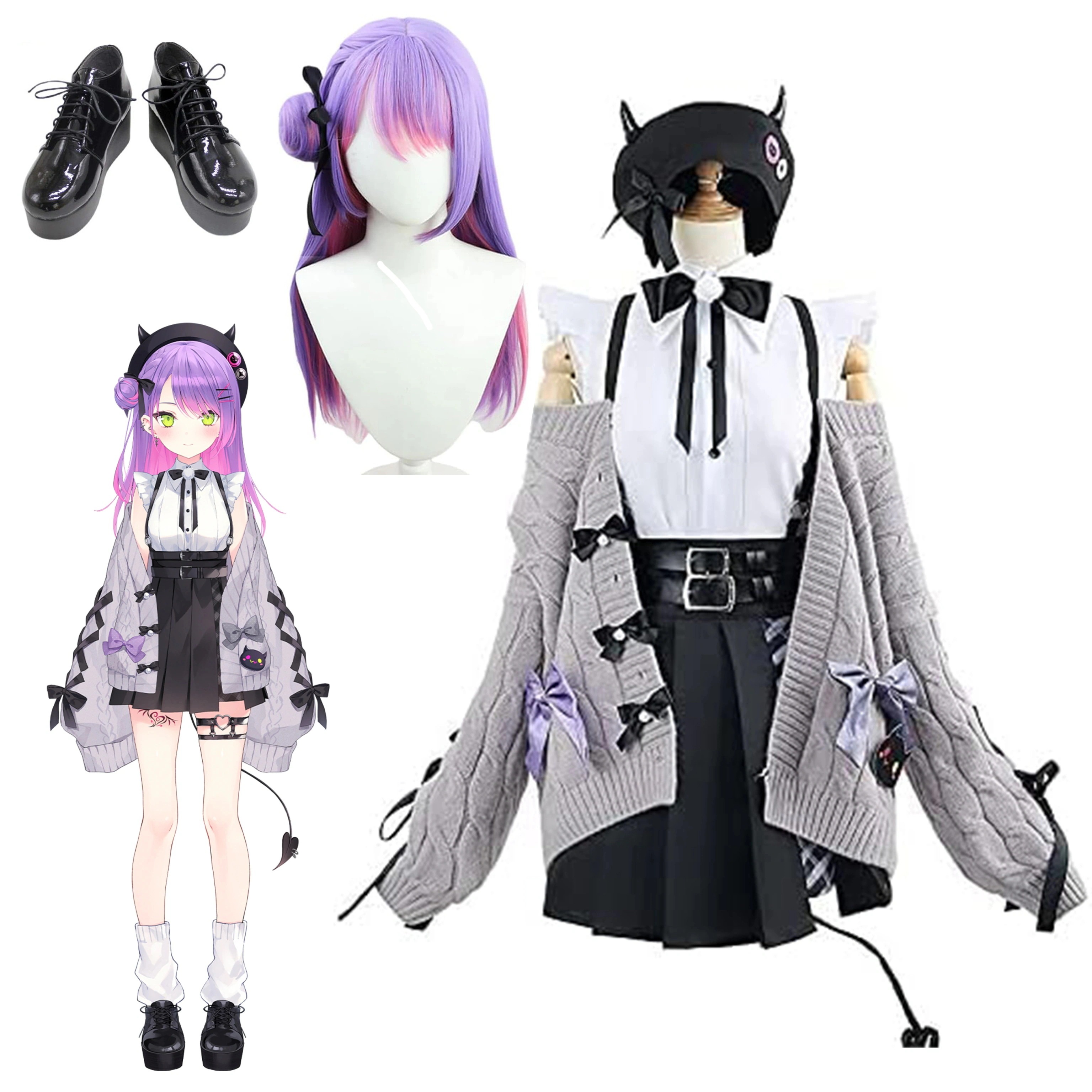 【値引き中】靴 ウィッグ コスプレ衣装 クリスマス イベント ハロウィン hololive ホロライブ 衣装 コスプレ 常闇トワ コスプレ 常暗永遠 にじさんじ VTuber バ