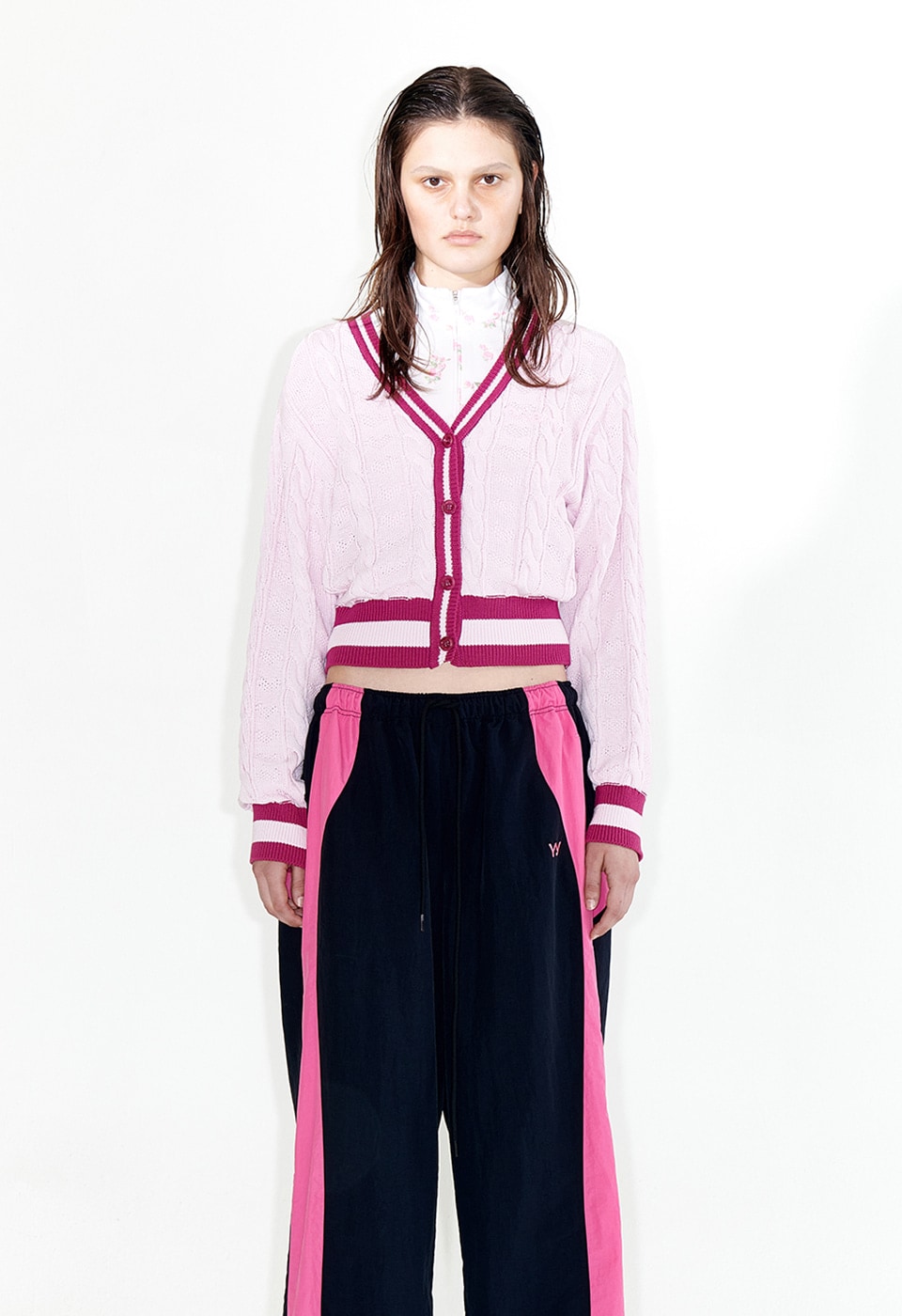 【OPEN Yy】 HEART&CABLE CARDIGAN : PINK