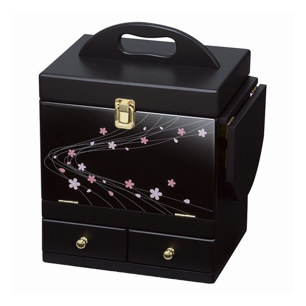 蒔絵調コスメボックス ブラック 幅26cm 三面鏡・ミニテーブル付き MUD-6163BK 5,710円