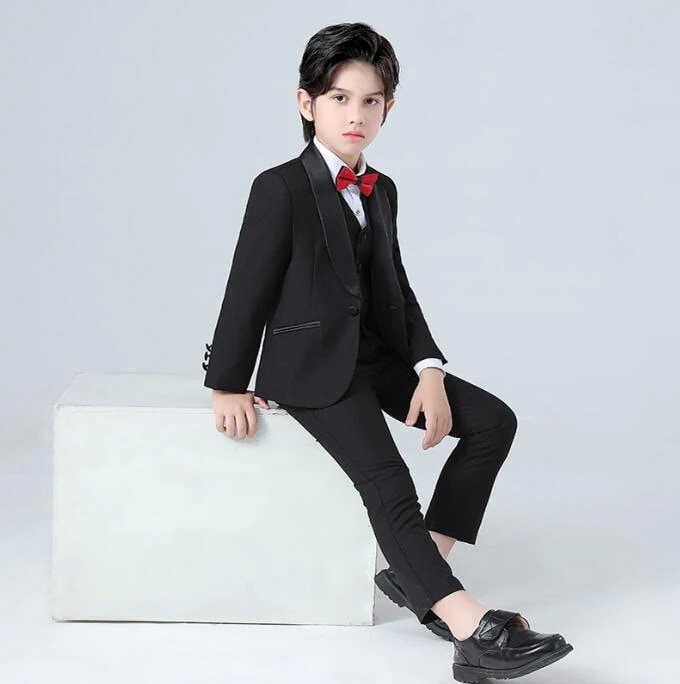 スーツ子供服 紳士服 セットアップ ピアノ演奏会 タキシード子供カジュアルスーツダンス衣裳 男の子 スーツ4点セット 5点セット 長袖 長ズボン ベスト シャツ 選択可 フォマール パーティー 発表会 5,041円