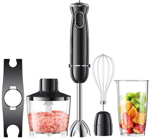 QOOQOOGE(クークージ) ハンドブレンダー 離乳食 ブレンダー 1台6役 800W 電動 ミキサー ハンドミキサー 氷・肉・果物・野菜 泡立て器 ジューサー フードプロセッサー 調理器具 (ブラ