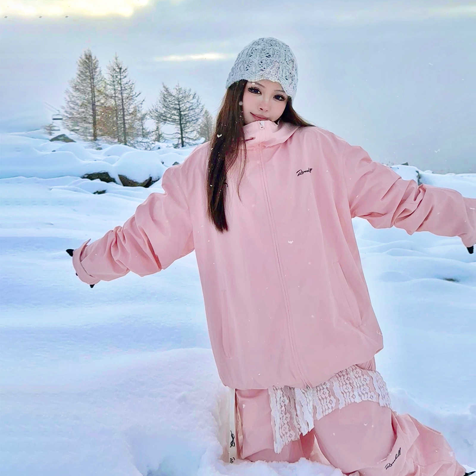 スノーボードウェア 2024 2025 上下セット レディース メンズ 防水15000 ジャケット アウター パンツ パープル スノボー スキーウェア スノボウェア 韓国風 防水防寒防雪保温防風