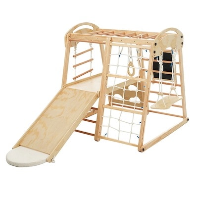 【国内即日発送】【10Ways】大型遊具 ジャングルジム 折り畳み収納 黒板付き ハンモック 滑り台 室内 木製 天然木 耐荷重80kg 室内ジム 遊具 室内遊具 すべり台 屋内 家庭用 子供 キッズ