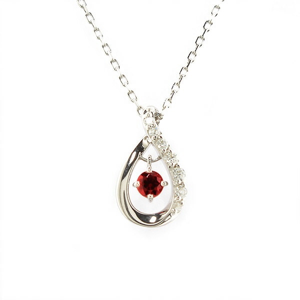 リボン済＆紙袋 ネックレス 正規品 レディース 1月 誕生石 誕生日 しずくモチーフ ネックレス ペンダント 4度 ガーネット キュービックジルコニア シルバー 祝い 喜ばれるギフト