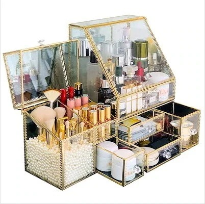 insガラススキンケア化粧品収納ケース防塵口紅アクセサリーパックデスクトップ大容量ラック