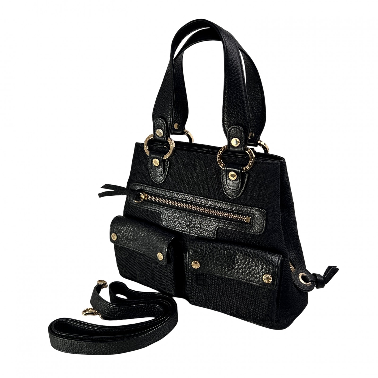BVLGARI ブルガリ キシレッタレ キャンバス ショルダーバッグ 黒 A-13641