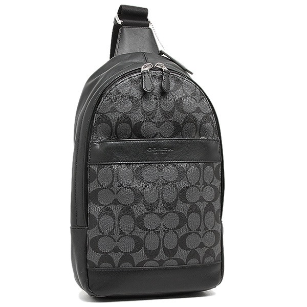 コーチ バッグ アウトレット COACH F54787 CQ/BK シグネチャー チャールズ パック メンズ ボディバッグ チャコール/ブラック