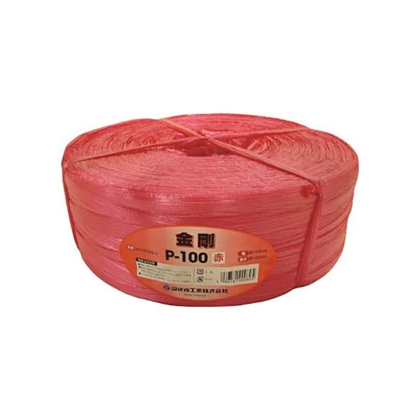 （まとめ）司化成工業 ツカサ 手結束用PP縄（ツカサテープ） 赤 P-100R 1巻 [x3セット]