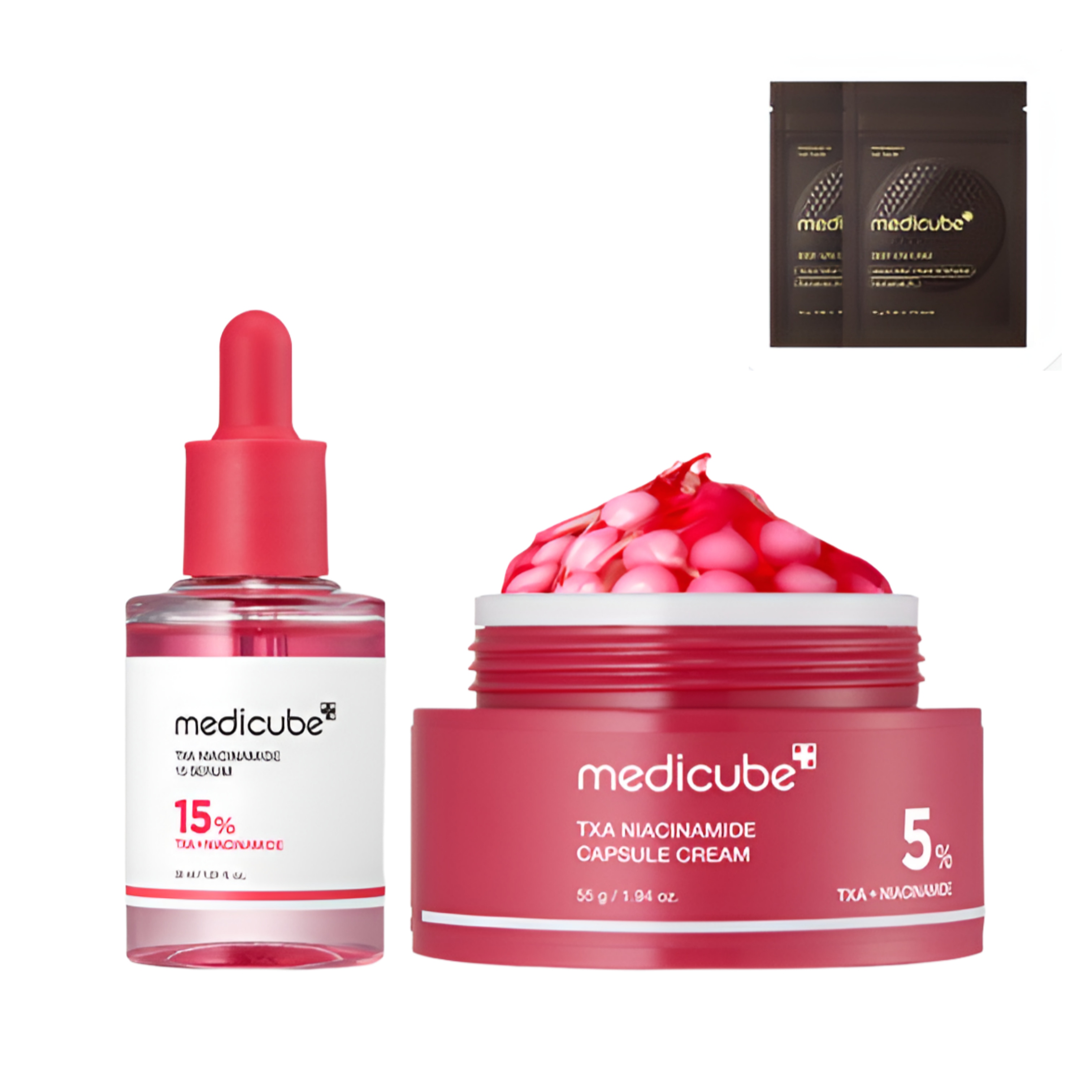 【NEW】TXAナイアシンアミド15セラム 30ml ,TXAカプセルクリーム55gシ(ディープビタCパッド20枚贈呈)ミ跡ケア -ハリUP/超密着ケアでトーンアップ＆弾力肌 メラニン 痕跡 ターゲテ