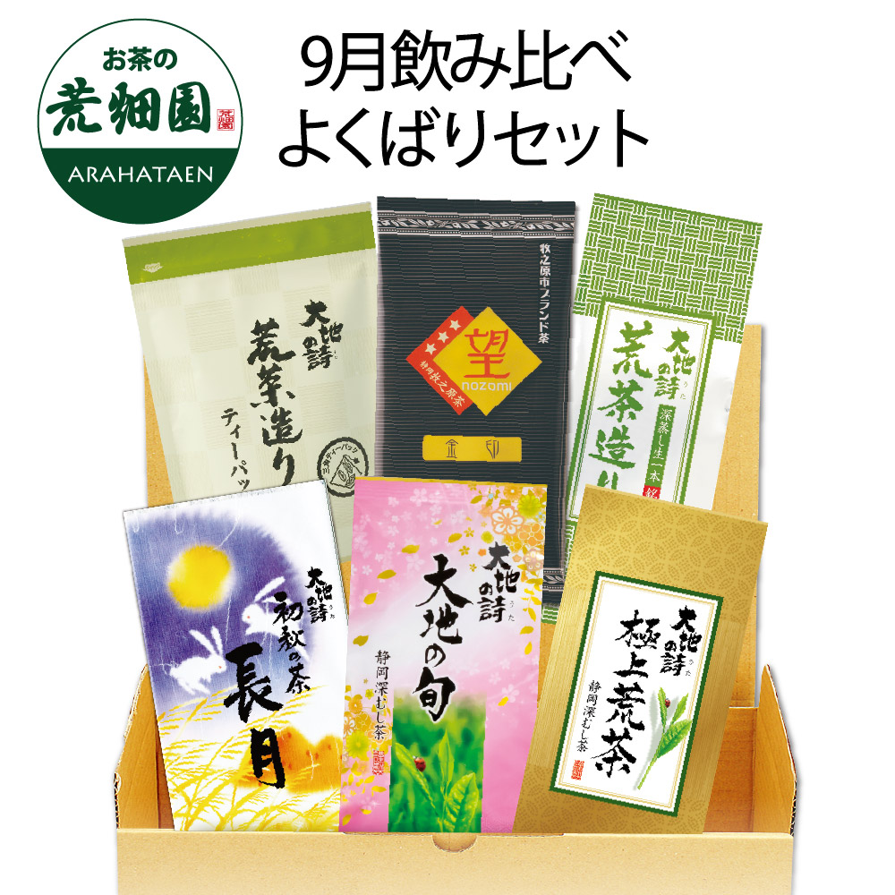 9月飲み比べよくばりセット 詰め合わせ 茶葉 お茶 お茶の葉 緑茶 深蒸し茶 静岡茶