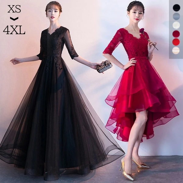 ドレス 大人 ピアノ 発表会 演奏会 ロングドレス 母親 結婚式 黒 袖あり Aライン ワンピース フォーマル パーティードレス 20代 30代 40代 ブラック イブニングドレス 母の日 ミセス向