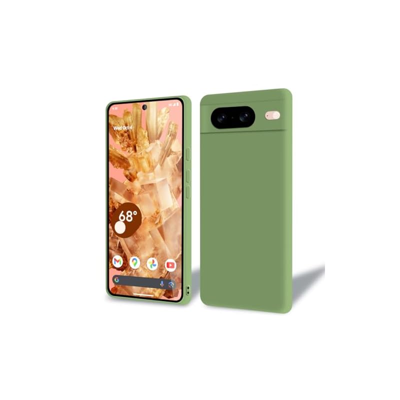 Google Pixel 8 ケース シリコン スリム ピクセル 8 カバー 超薄型 衝撃吸収 軽量 米軍MIL規格 ワイヤレス充電 指紋防止 ストラップホール付き (サボテングリーン)