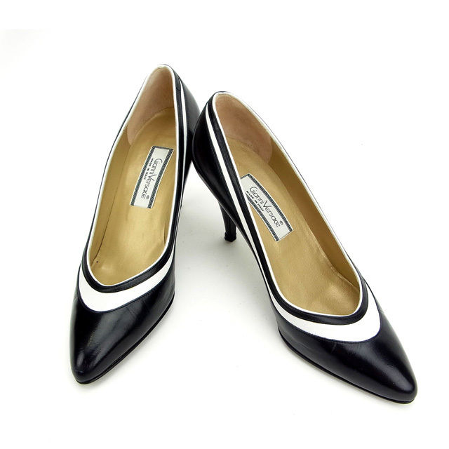 パンプス #35　1/2 ブラック ホワイト 中古