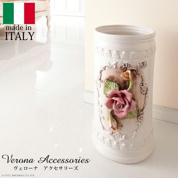 イタリア 家具 ヨーロピアン ヴェローナクラシック 陶製傘立て-ローズ 傘 玄関 ヨーロッパ家具 クラシック 輸入家具 アンティーク風 イタリア製 おしゃれ 高級感 エレガント リモート テレワーク