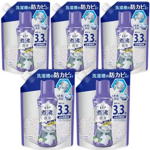 レノア 超消臭 煮沸レベル消臭 抗菌ビーズ 消臭+防カビ クリーンフレッシュ 詰め替え 1,410mL×5袋 [大容量] [ケース品]