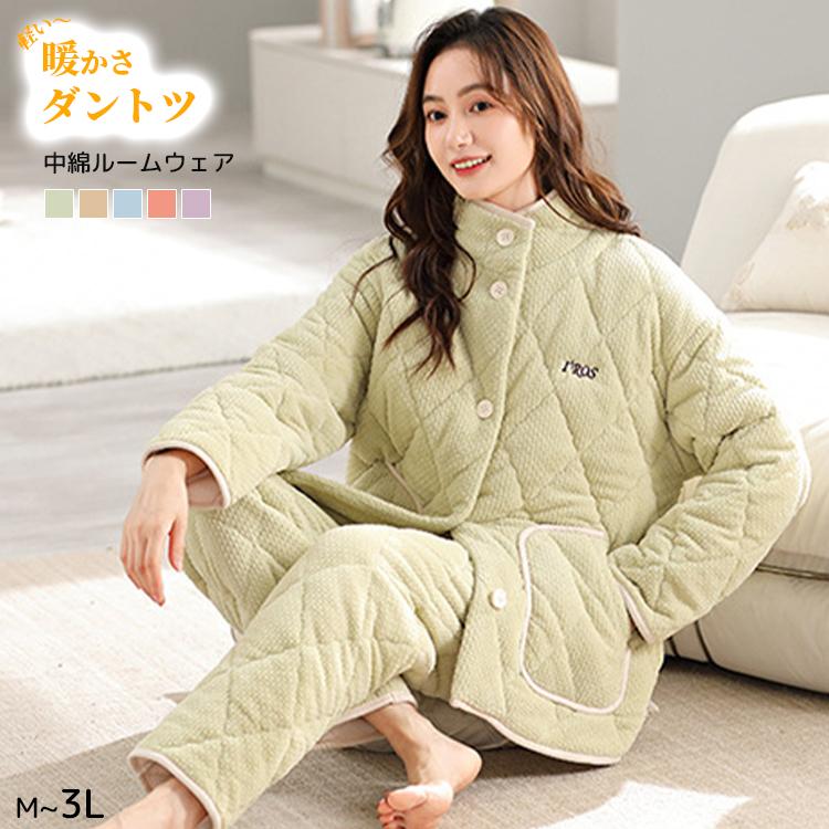 パジャマ キルト キルティング パジャマ ルームウェア あったかパジャマ 上下セット ふわふわ 暖かい 春 秋 冬 長袖 軽い ゆったり 大きめ スェット 近所着 おで