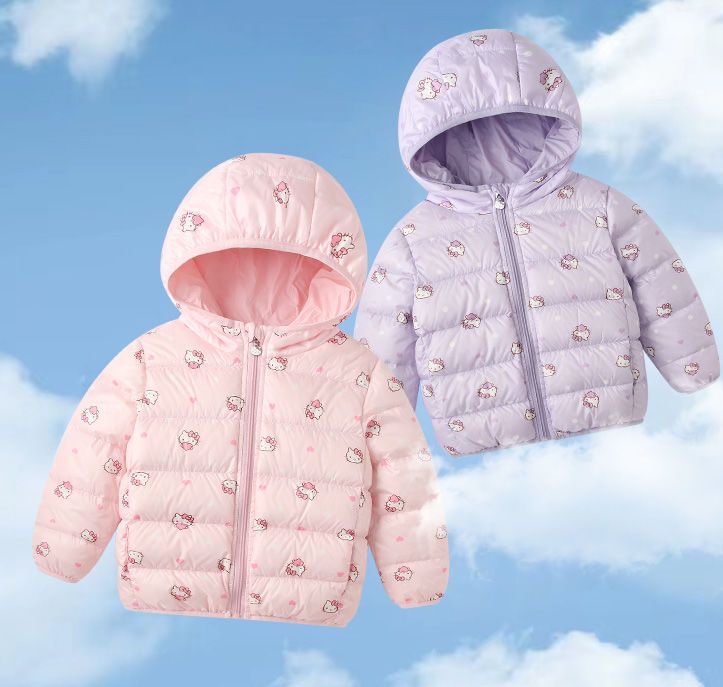 子供服冬の新作プリント薄手ダウンジャケット女の子用フード付きドリル防止ダウンショート丈綿入れコート 5,414円
