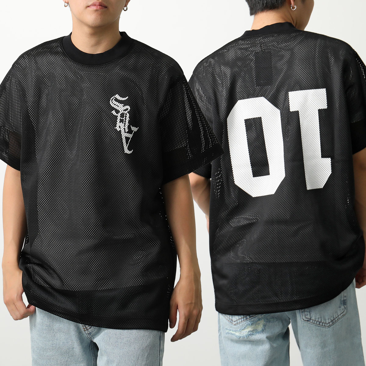 ASKYURSELF アスクユアセルフ 半袖 Tシャツ AYS MESH JERSEY メンズ メッシュ カットソー ナイロン クルーネック ロゴ BLACK