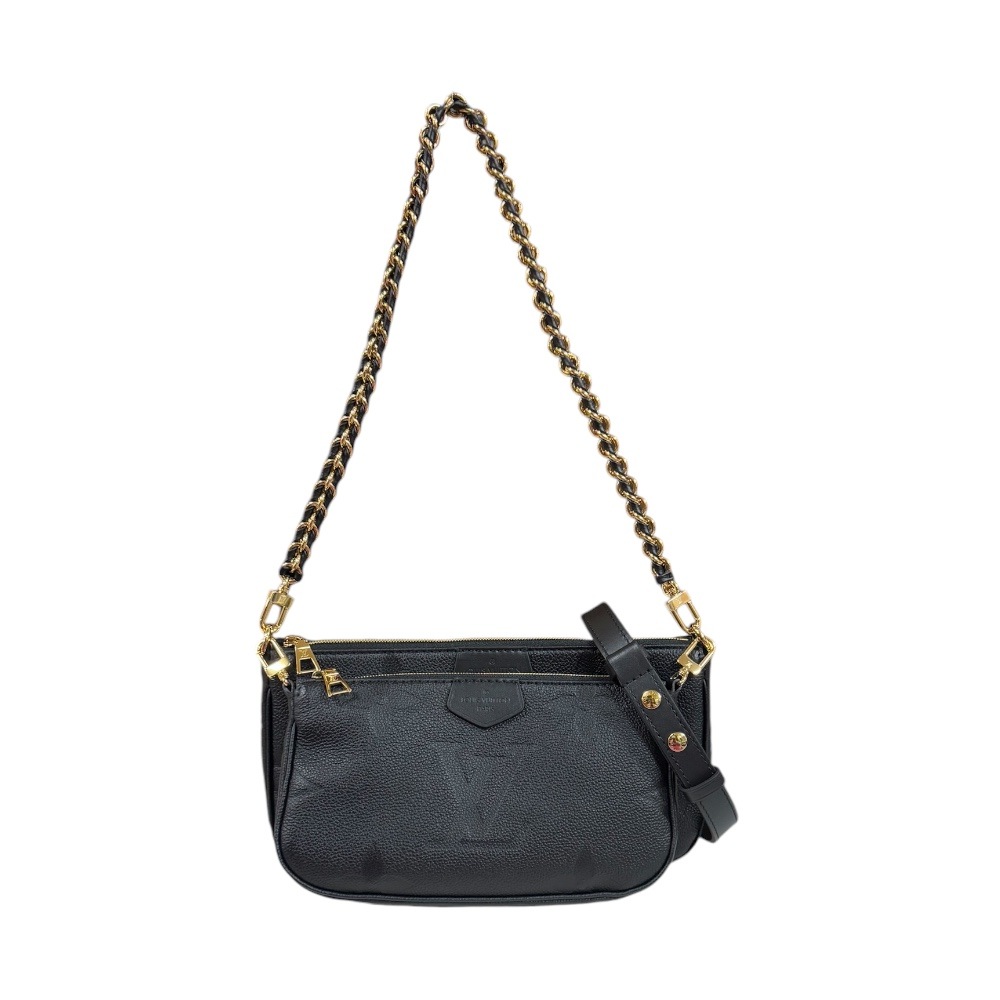 ルイヴィトン ミュルティポシェットアクセソワール モノグラムアンプラント ショルダーバッグ モノグラムアンプラント M80339 ブラック LOUIS VUITTON 中古 美品